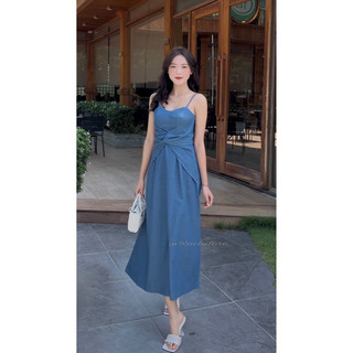 [RÁCH STORE] Đầm Denim - 2 Dây - Xoắn Eo