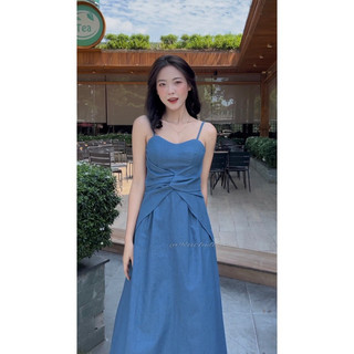 [RÁCH STORE] Đầm Denim - 2 Dây - Xoắn Eo