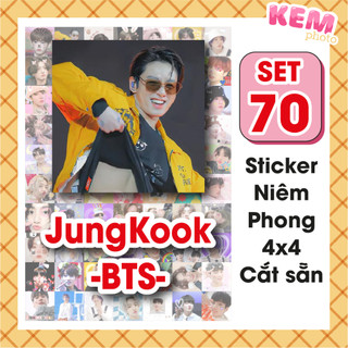 Set 70 sticker niêm phong jungkook - đã cắt rời - tem dán 4x4cm in hình boy with luv jungkook xinh xắn chỉ cần bóc dán
