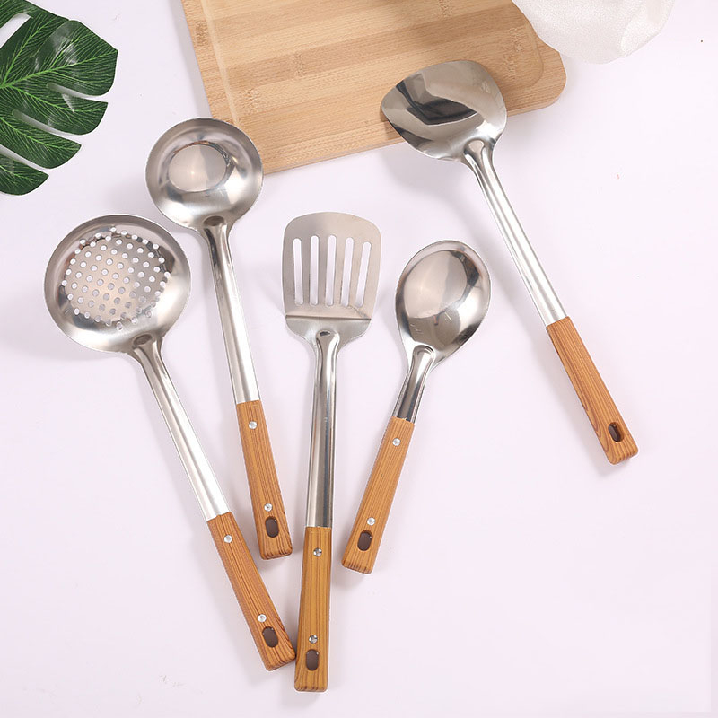 Bộ 5 Dụng Cụ Muỗng, Muôi Múc Canh, Xẻng, Sạn Lỗ, Vá Lỗ Dùng Trong Nhà Bếp