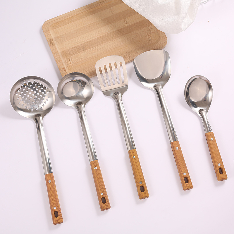 Bộ 5 Dụng Cụ Muỗng, Muôi Múc Canh, Xẻng, Sạn Lỗ, Vá Lỗ Dùng Trong Nhà Bếp