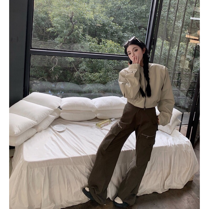 Ryann áo khoác da dáng croptop dài tay