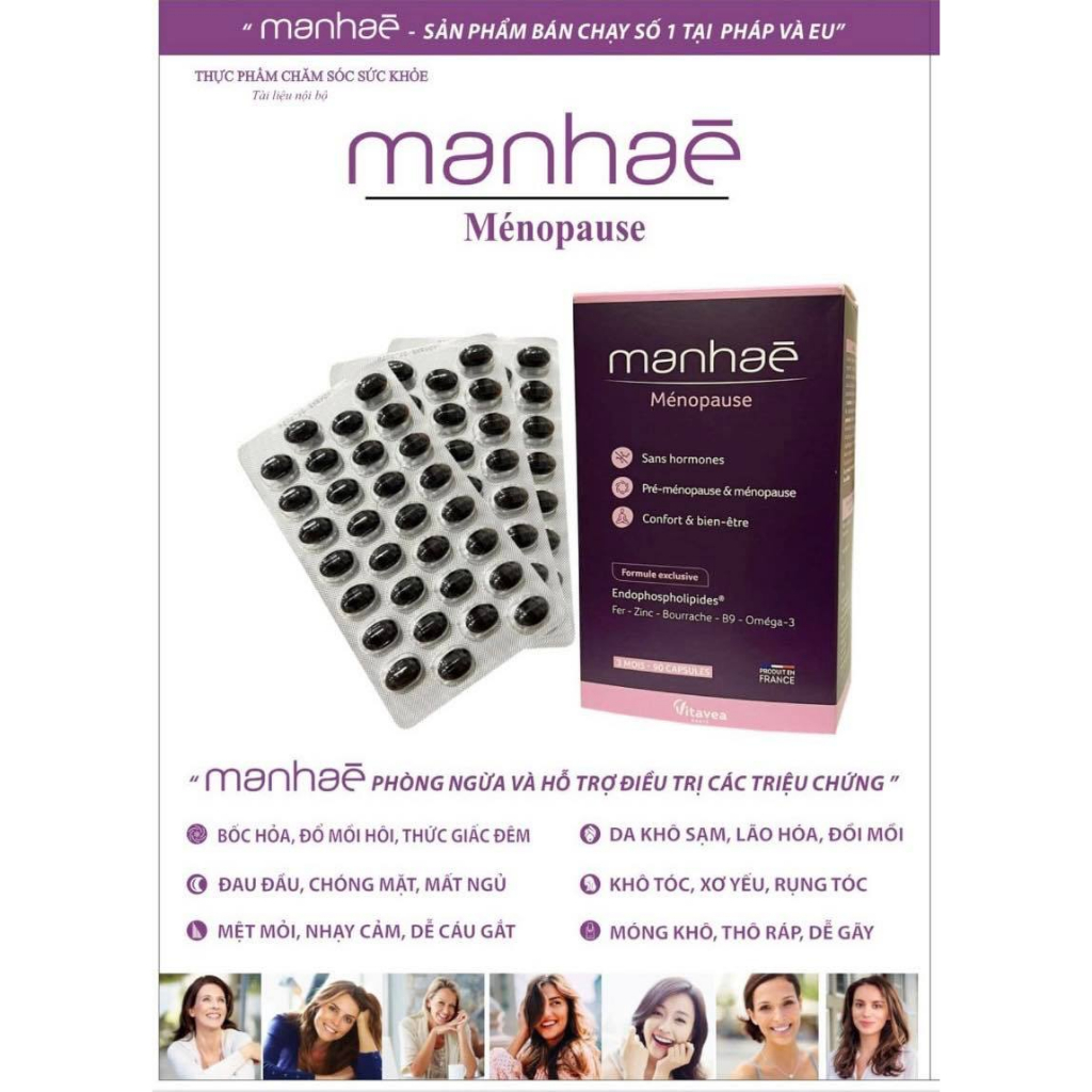 Viên uống nội tiết tố nữ MANHAE Pháp 120 viên