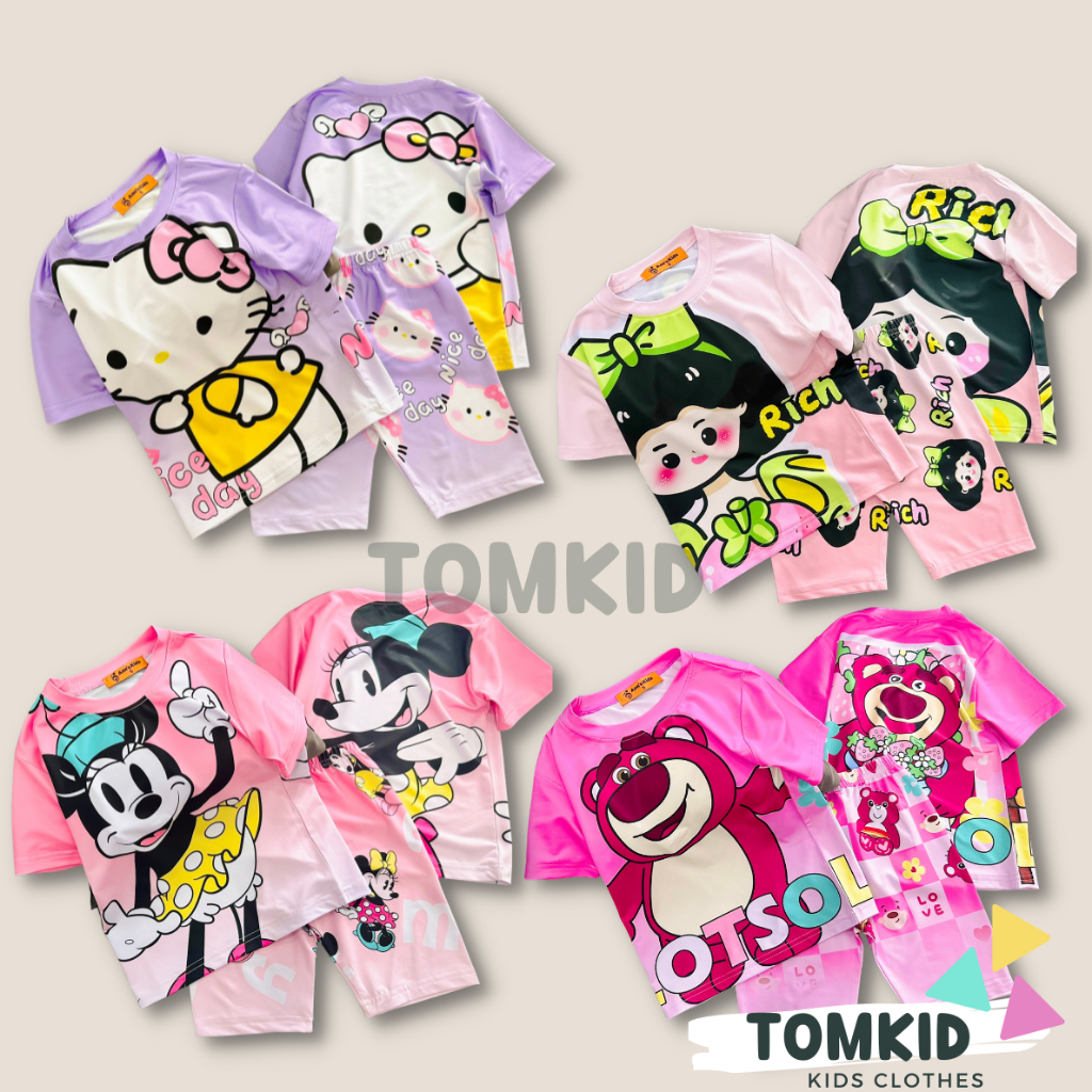 Đồ bộ cho bé gái set đồ bé gái chất thun lạnh chính phẩm loại 1 dày dặn không nhão vải 10-40kg Tomkids