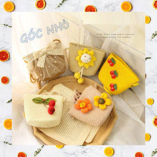 Túi đeo chéo mini, túi cói hình hoa quả dễ thương du lịch, đi biển cho bé gái