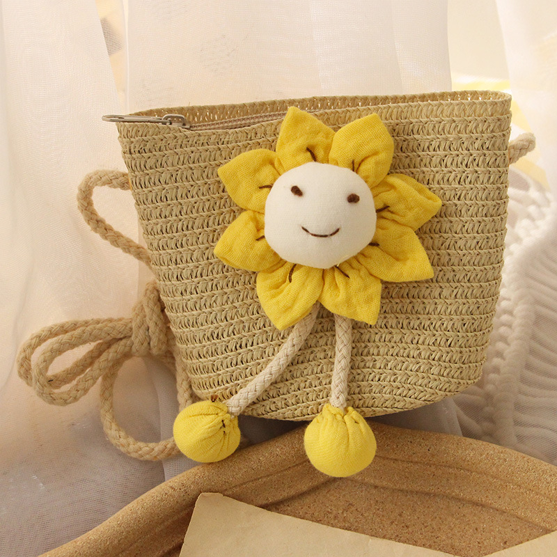 Túi đeo chéo mini, túi cói hình hoa quả dễ thương du lịch, đi biển cho bé gái