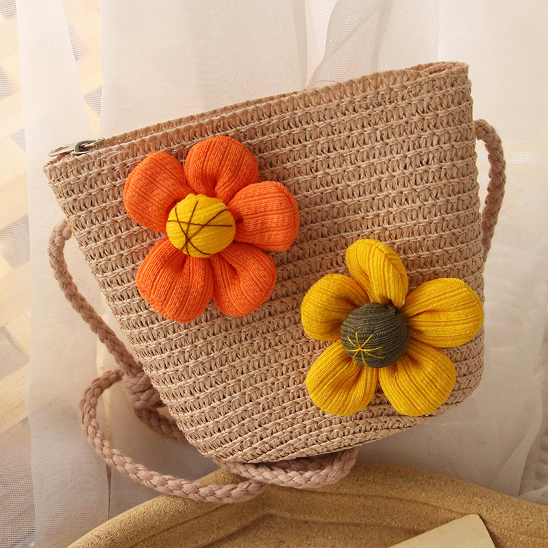 Túi đeo chéo mini, túi cói hình hoa quả dễ thương du lịch, đi biển cho bé gái