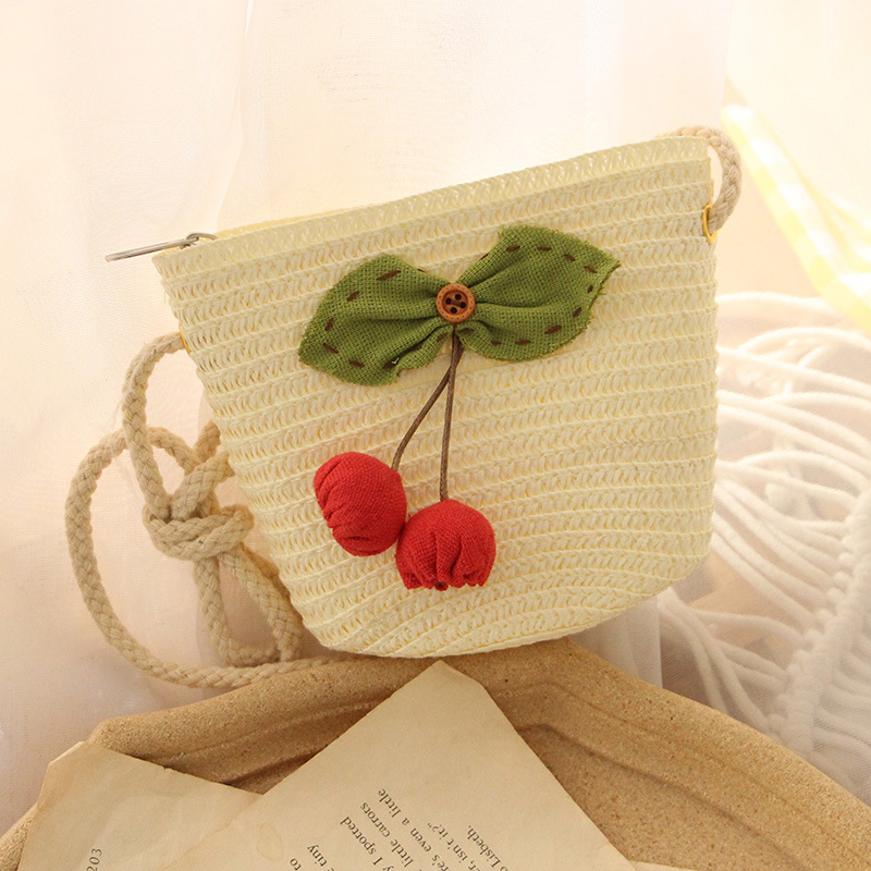 Túi đeo chéo mini, túi cói hình hoa quả dễ thương du lịch, đi biển cho bé gái