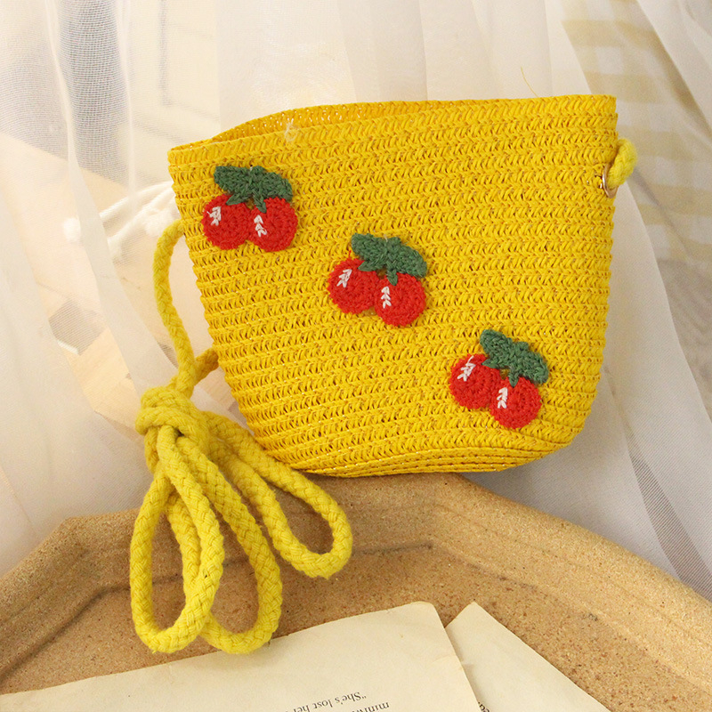 Túi đeo chéo mini, túi cói hình hoa quả dễ thương du lịch, đi biển cho bé gái