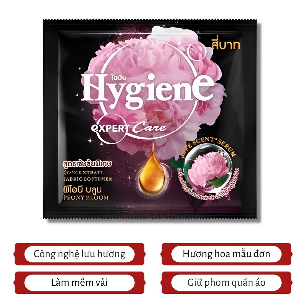 Nước Xả Vải Hygiene Thái Lan Giặt Xả Quần Áo Siêu Đậm Đặc Làm Mềm Vải Thơm Dài Lâu 20ml/Gói