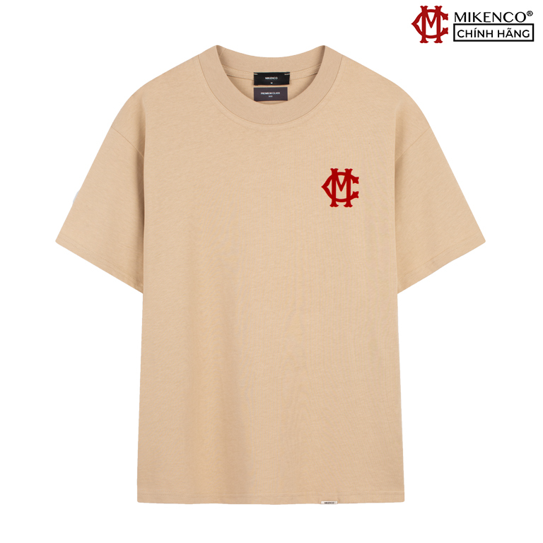 Áo phông nam MIKENCO Interlocking beige tshirt