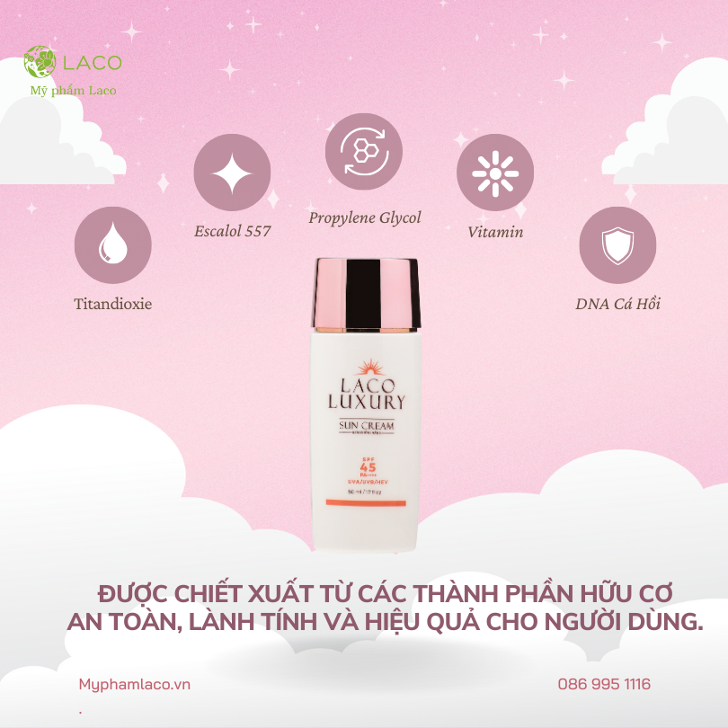 Kem Chống Nắng Hóa Học LACO Luxury Sun Cream 50ml SPF45 PA++++ | Linh Spa