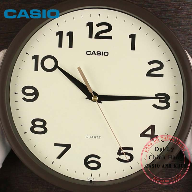 Đồng hồ treo tường Casio IQ-151-5DF vỏ nâu ( đường kính 25cm)