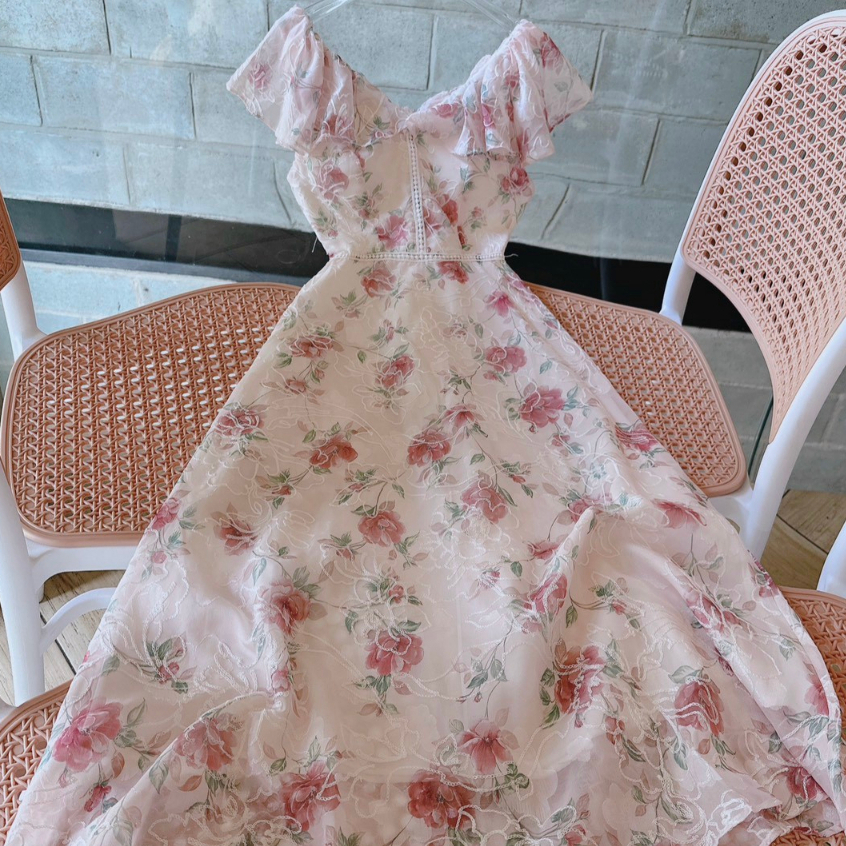 Đầm Xoè Công Chúa, Đầm hoa nhí thiết kế dáng dài maxi tay cánh tiên phối ren hoa dự tiệc dạo phố (hàng thời trang cao cấ