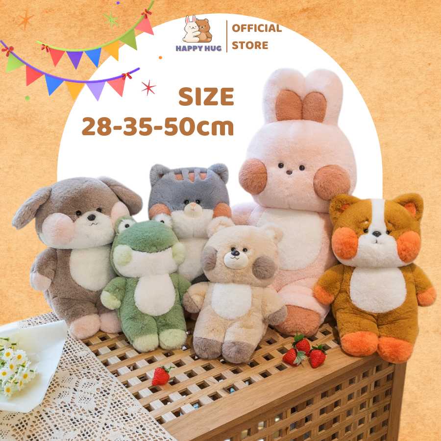 Gấu bông bộ sưu tập động vật đáng yêu cho bé, thú nhồi bông size 28cm - Happy Hug