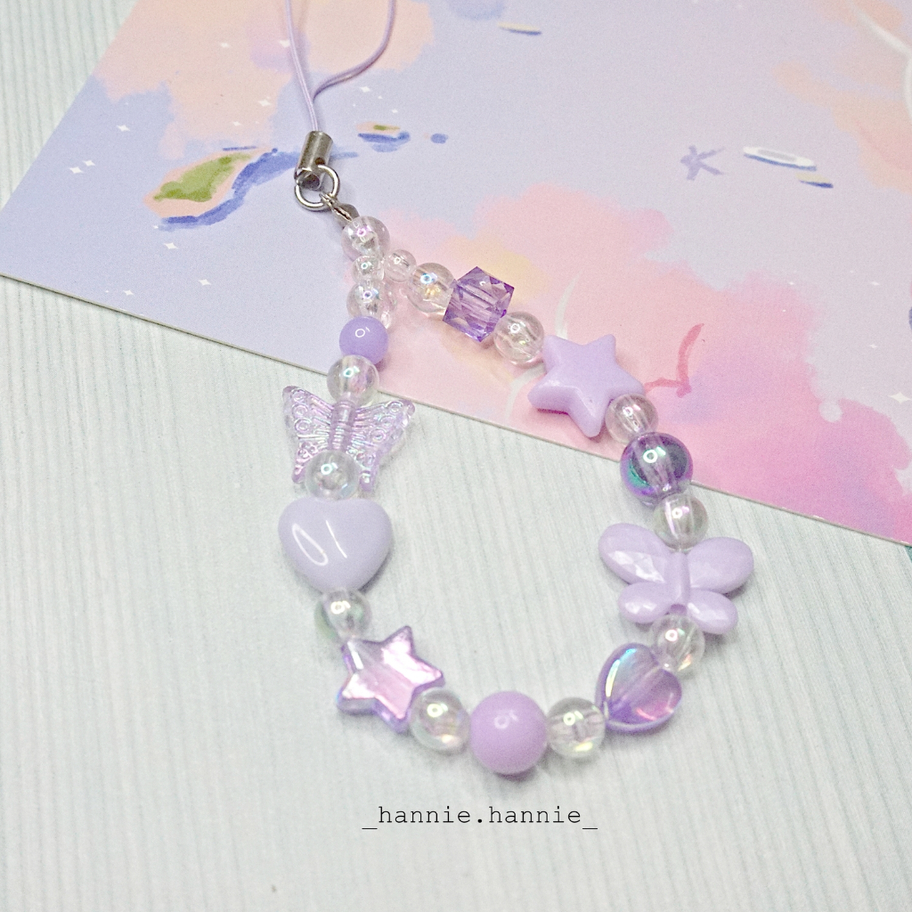 (Tím/Hồng/Vàng/Cam/Xanh lá/Xanh biển) Móc khóa hologram charm - Phụ kiện dây treo balo chìa khóa điện thoại handmade