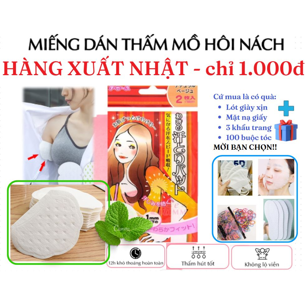 Bộ 100 miếng dán thấm hút mồ hôi nách, khử mùi, diệt khuẩn hiệu quả 100% Ngăn ướt vùng áo dưới cánh tay