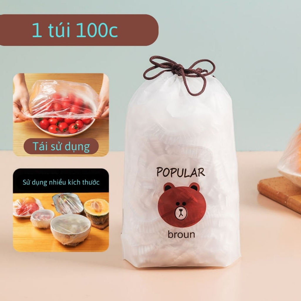 Màng bọc thực phẩm co giãn tái sử dụng nhiều lần, túi 100c làm từ chất liệu PE an toàn thực phẩm