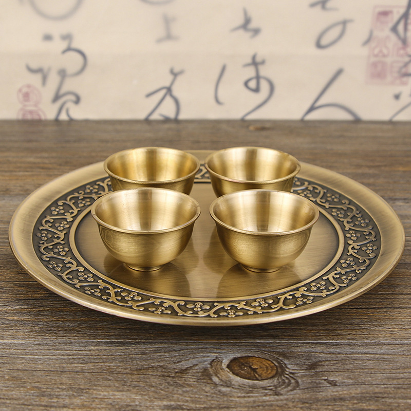 Bộ Ấm Chén Đồng Họa Tiết Cây Lúa Vàng NO1VIE