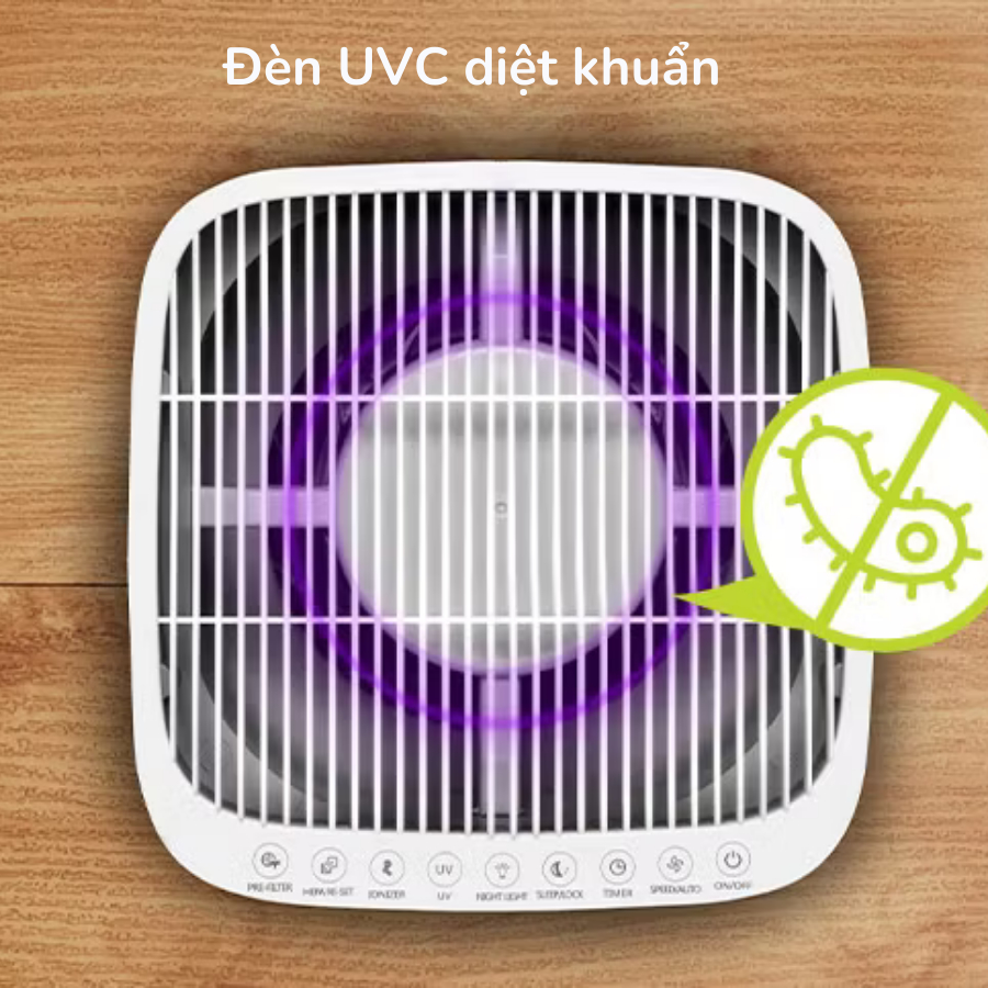 Máy lọc không khí ROVUS NANO - Dùng cho phòng lớn 60 m2, UVC, ion âm diệt khuẩn chống dị ứng