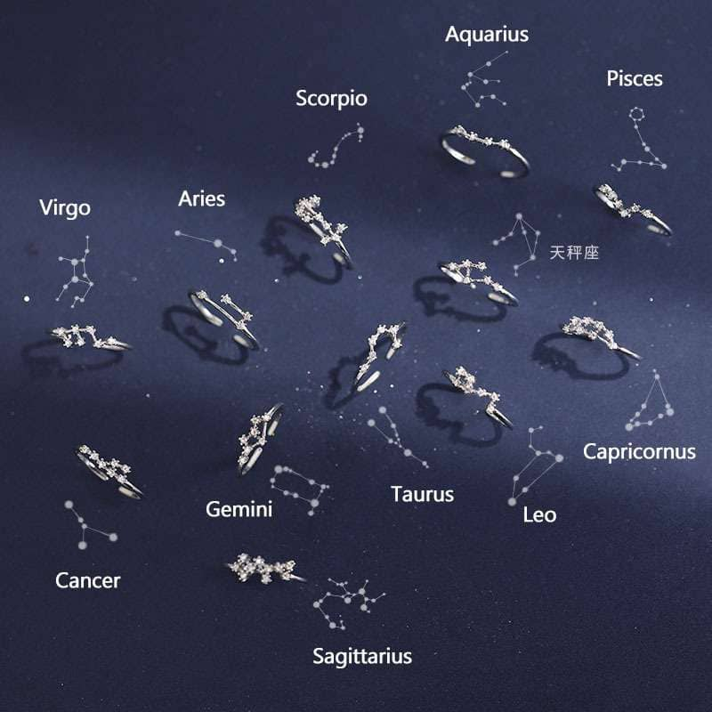 Nhẫn 12 cung hoàng đạo freesize đẹp - Trang sức