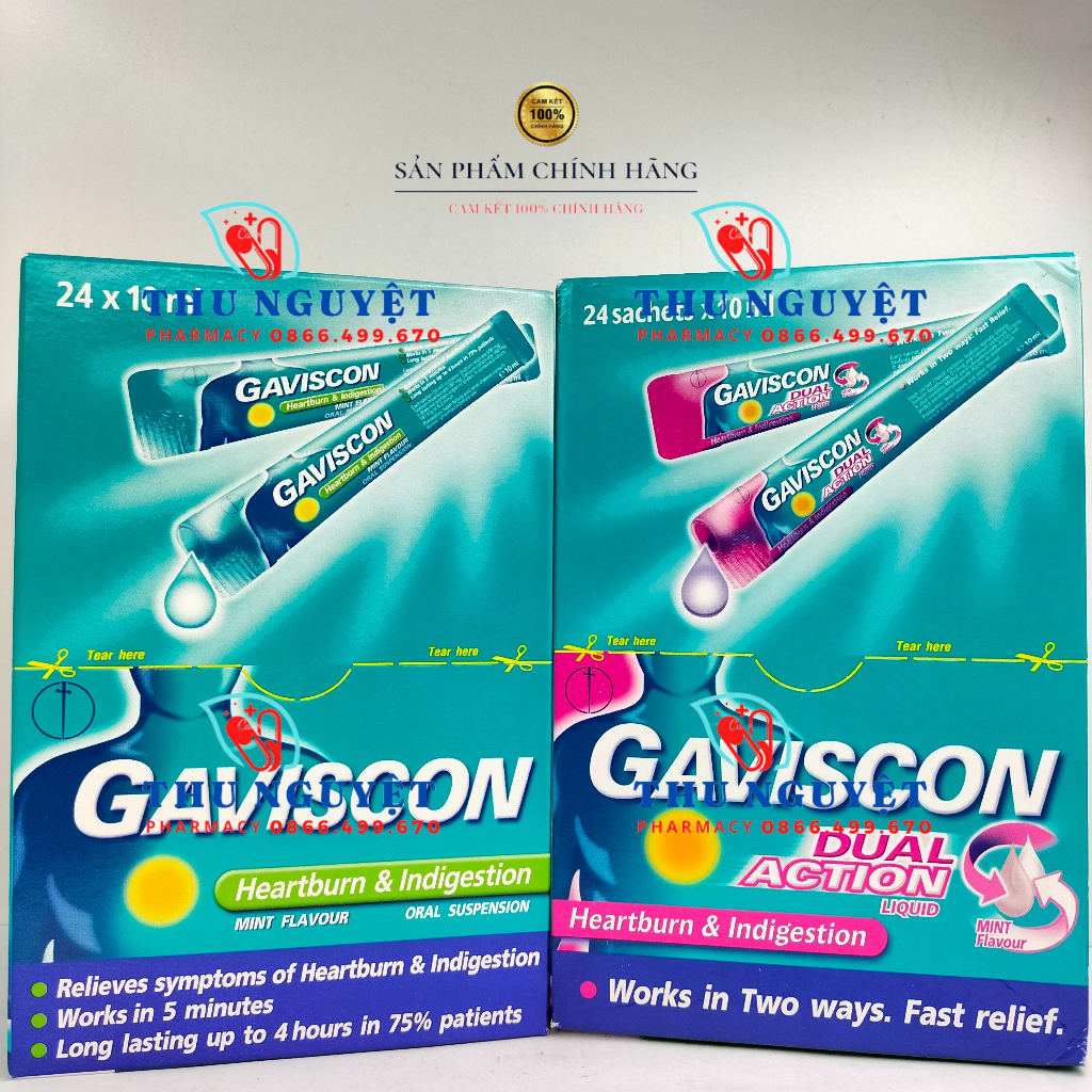 Gói uống dạ dày GAVISCON hộp 24 gói - Giảm nhanh ợ nóng và khó tiêu