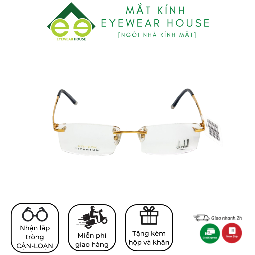 Gọng kính Titanium Cao cấp Mạ vàng 23K DUNHILL