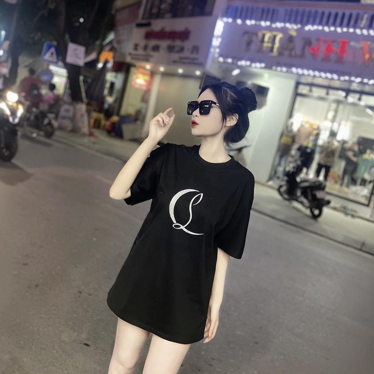 Áo thun LC phối in kim tuyến ngang tay chất liệu cotton siêu đẹp, Áo Phông Unisex Nam Nữ