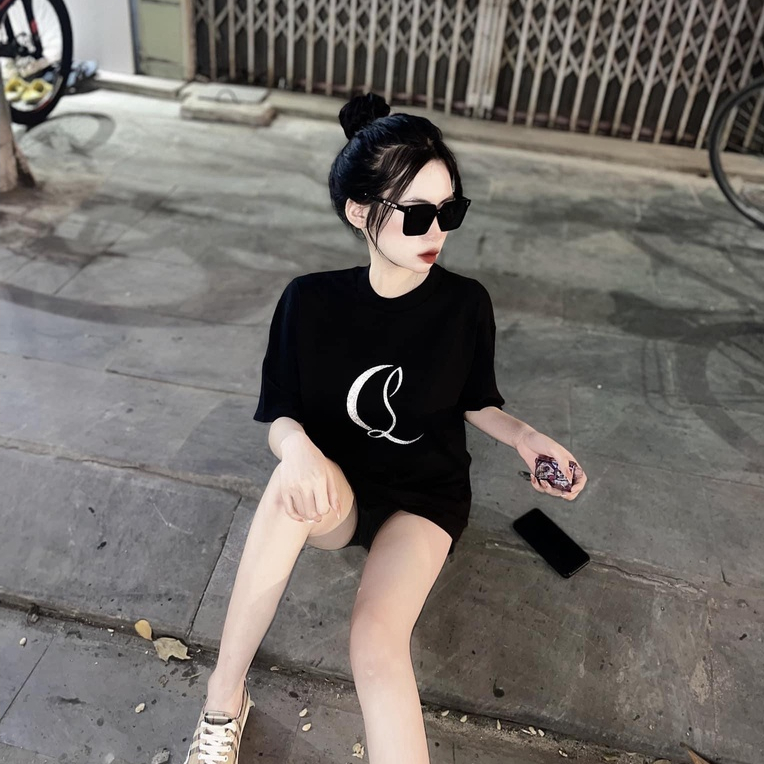 Áo thun LC phối in kim tuyến ngang tay chất liệu cotton siêu đẹp, Áo Phông Unisex Nam Nữ