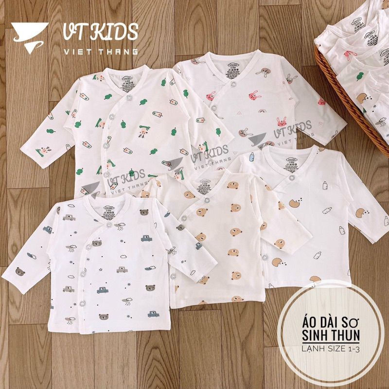 Combo 5 áo sơ sinh dài tay cho bé trai và bé gái chất thun lạnh