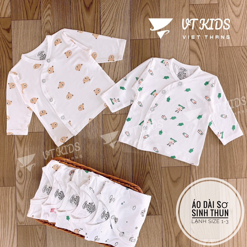 Combo 5 áo sơ sinh dài tay cho bé trai và bé gái chất thun lạnh