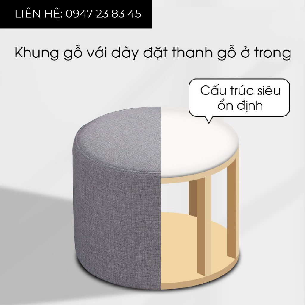Ghế Đôn Sofa Ghế Bàn Trang Điểm Màu Xám Cao 40cm Đường kính 33cm - Hoàn tiền 100% nếu khách không hài lòng | BigBuy360 - bigbuy360.vn