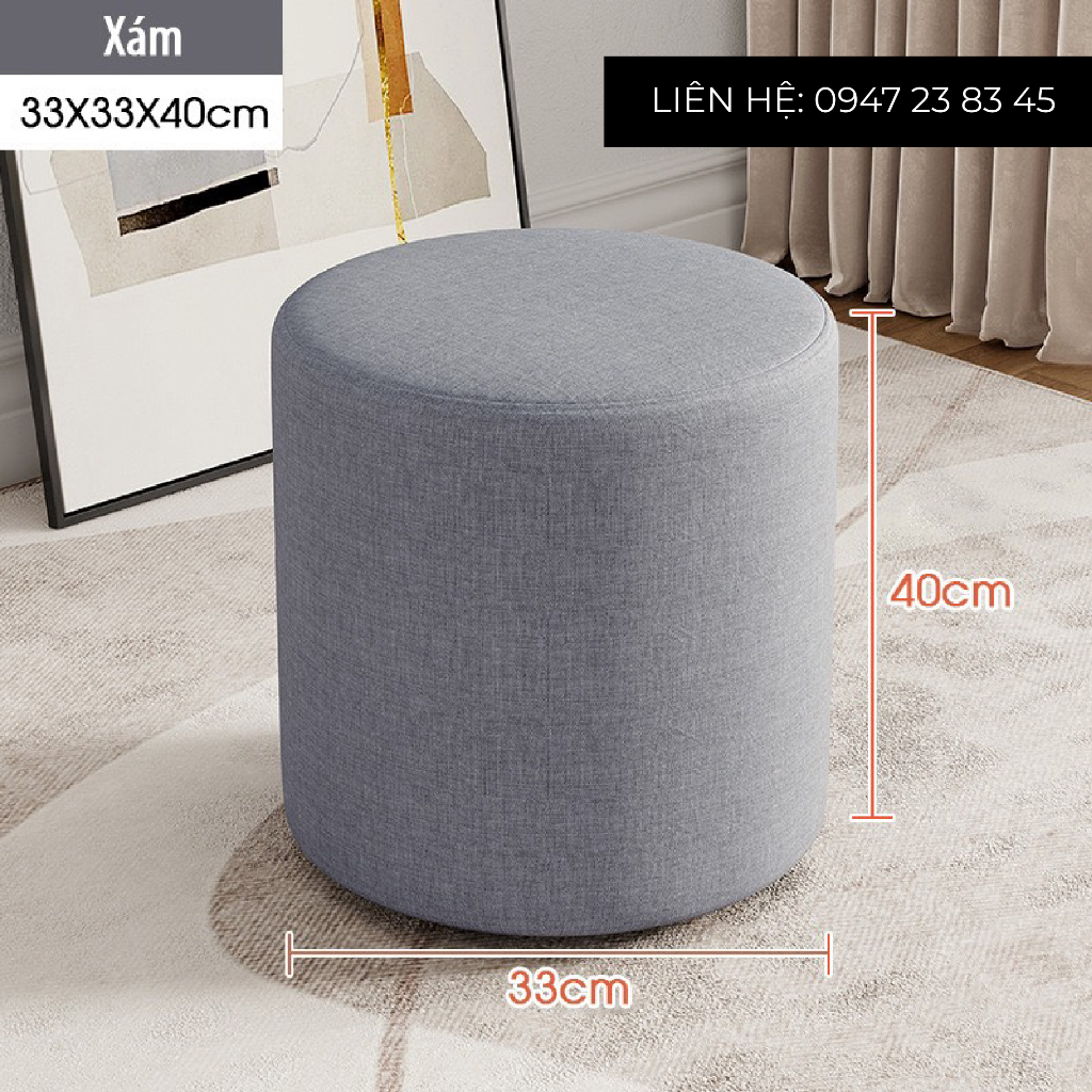 Ghế Đôn Sofa Ghế Bàn Trang Điểm Màu Xám Cao 40cm Đường kính 33cm - Hoàn tiền 100% nếu khách không hài lòng | BigBuy360 - bigbuy360.vn