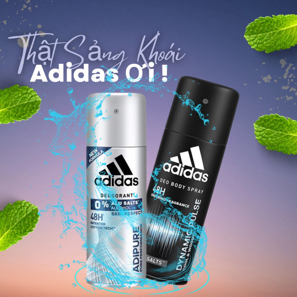 Xịt Khử Mùi Toàn Thân Cho Nam Adidas Deo Body Spray 48H Fresh Power/ Deodorant 0% Alu Salts Alcohol Skin Respect 150ml