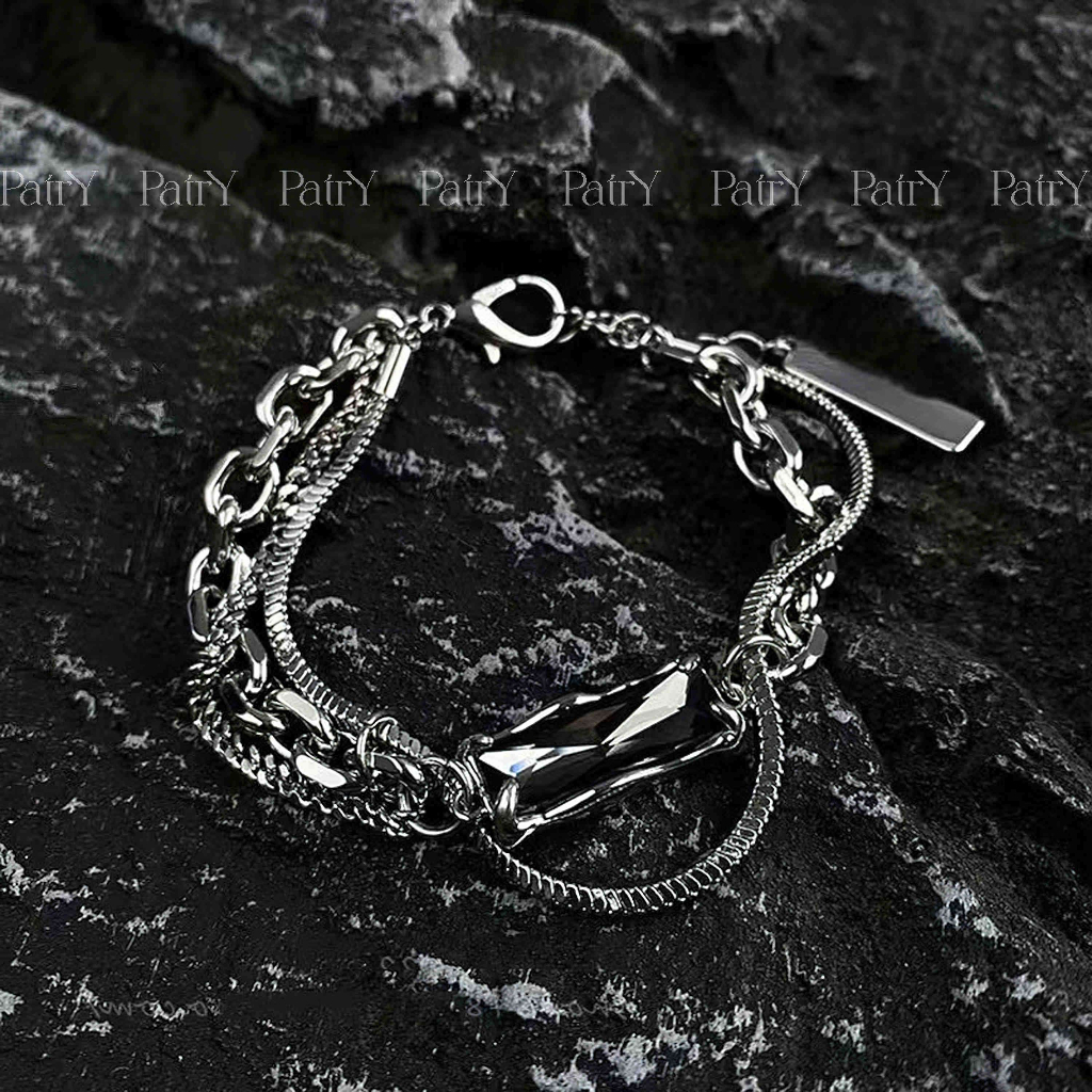 Vòng tay titan đính đá unisex / nam nữ B007