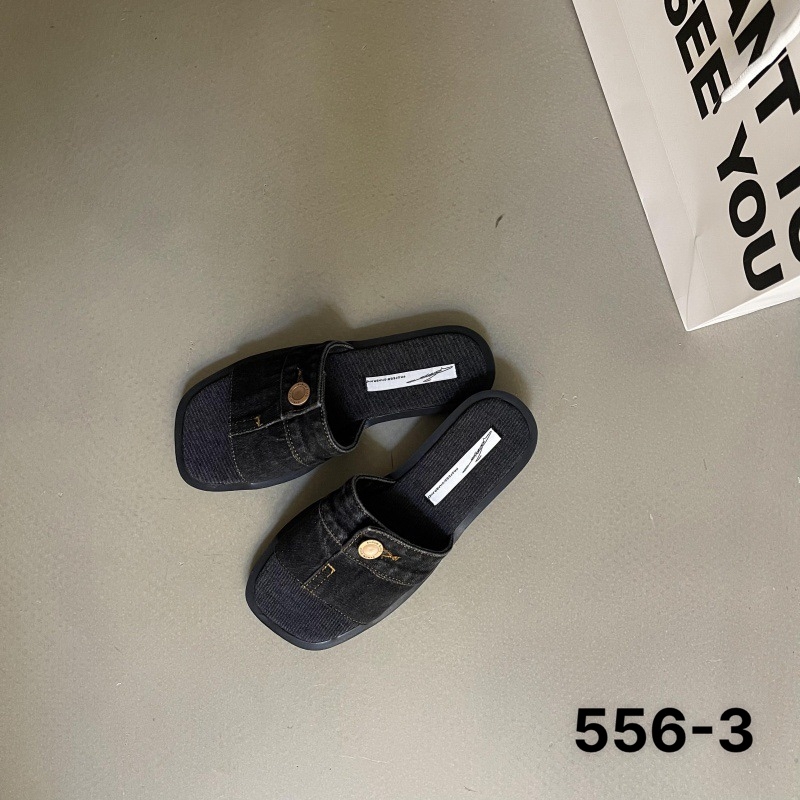Dép nữ khuya vải jean bản ngang đế bằng fulbox 556-3 HACHI SHOES