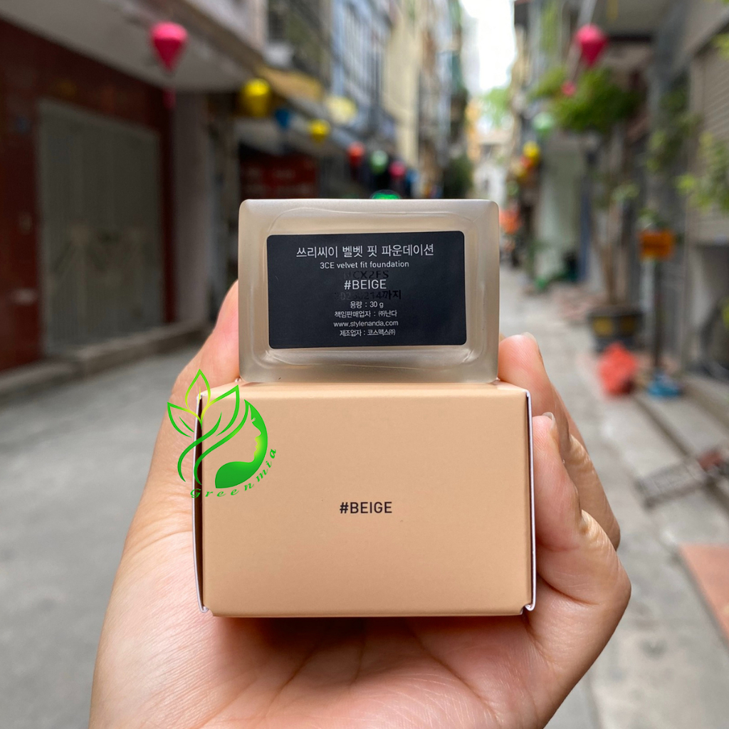 Kem Nền 3CE Velvet Fit Foundation Beige Lên Màu Tự Nhiên 30g Bền Lâu Trôi Kiềm Dầu Kháng Nước