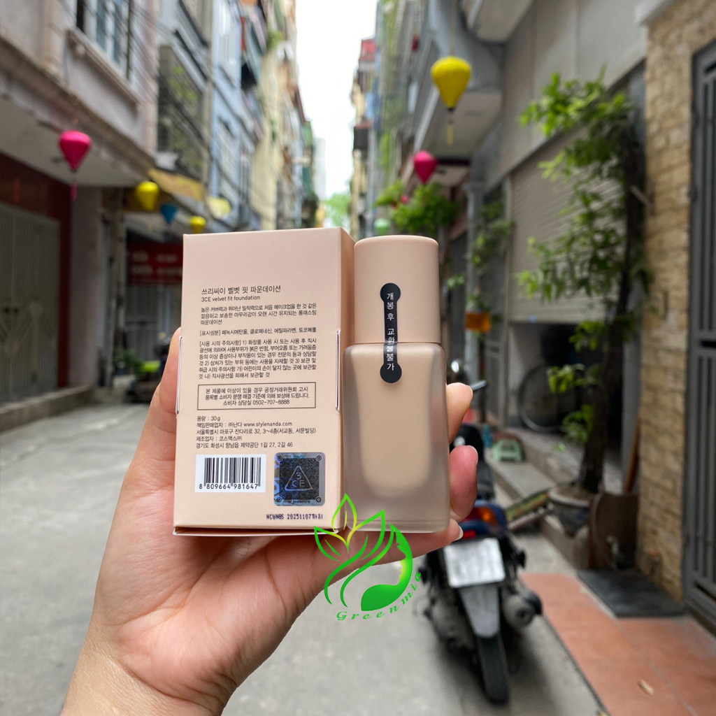 Kem Nền 3CE Velvet Fit Foundation Fair Màu Hồng Đào Sáng Và Tự Nhiên Lên 30g Bền Lâu Trôi Kiềm Dầu Kháng Nước