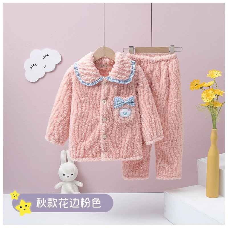 Bộ Đồ Nỉ Lông Thu Đông Siêu Dễ Thương Và Ấm Cho Bé Gái