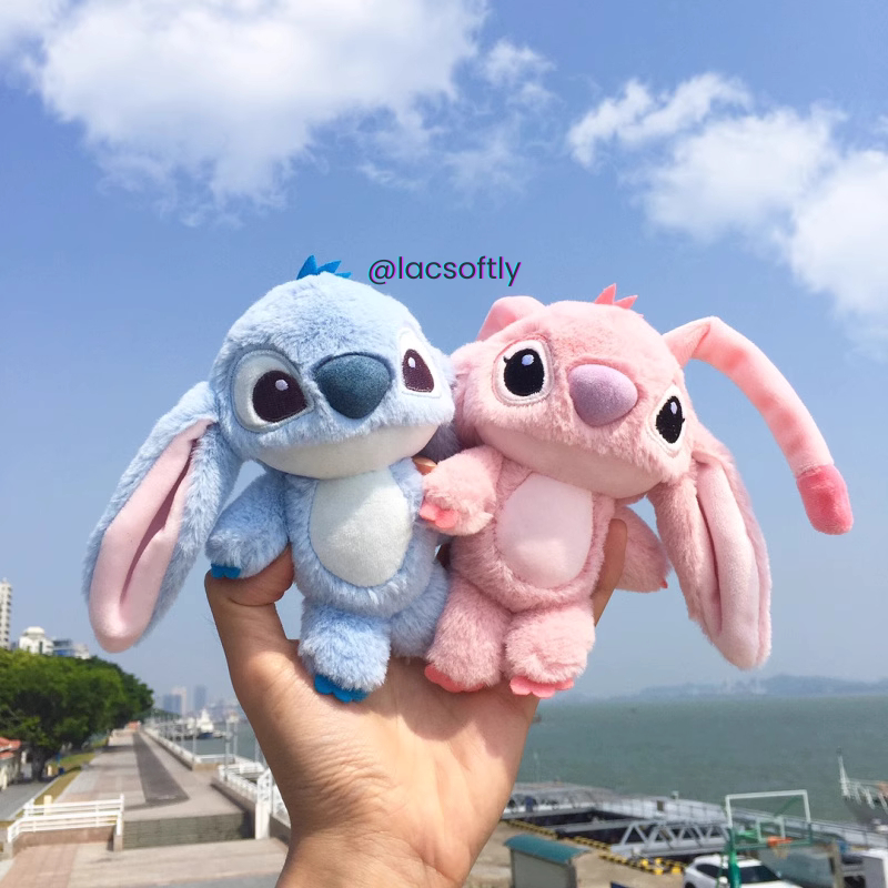 Móc chìa khoá gấu bông hoạt hình Stitch Tím Xanh Hồng lông mịn dễ thương / Có sẵn /