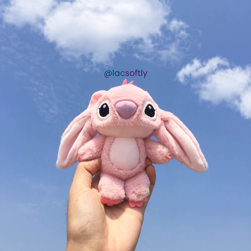 Móc chìa khoá gấu bông hoạt hình Stitch Tím Xanh Hồng lông mịn dễ thương / Có sẵn /