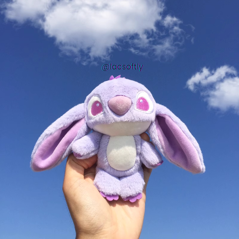 Móc chìa khoá gấu bông hoạt hình Stitch Tím Xanh Hồng lông mịn dễ thương / Có sẵn /