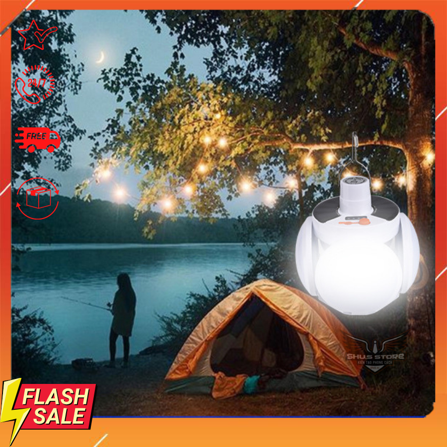 Bóng Đèn Tích Điện Năng Lượng Mặt Trời 4 Cánh Đèn Led Siêu Sáng Tiết Kiệm Điện Cho Mùa Mưa Bão