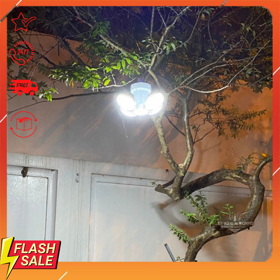 Bóng Đèn Tích Điện Năng Lượng Mặt Trời 4 Cánh Đèn Led Siêu Sáng Tiết Kiệm Điện Cho Mùa Mưa Bão