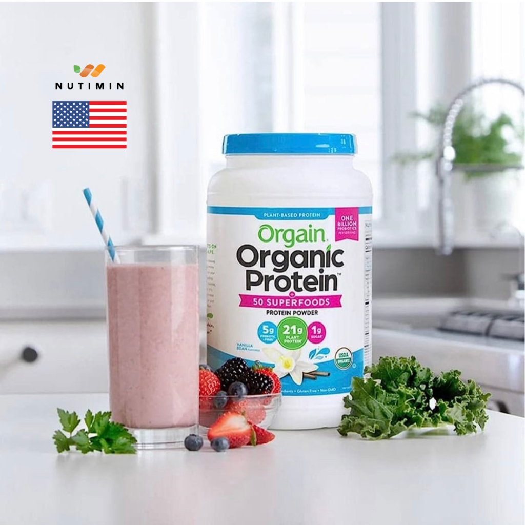 Nutimin - Bột đạm thực vật hữu cơ Orgain pha sữa 1.2kg - Organic Protein Superfoods