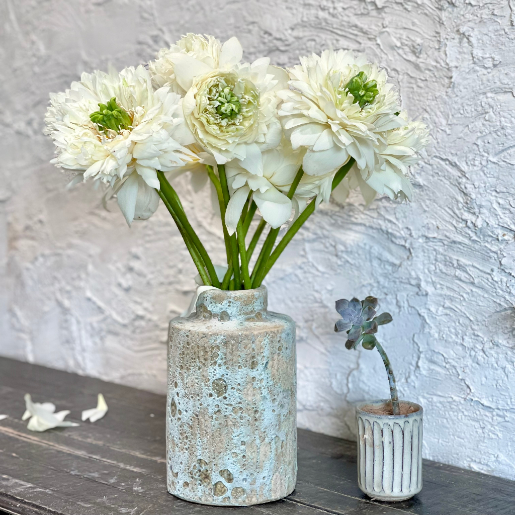 Bình hoa gốm xuất khẩu Atlantis lông chim decor trang trí Vườn Gốm - The Garden