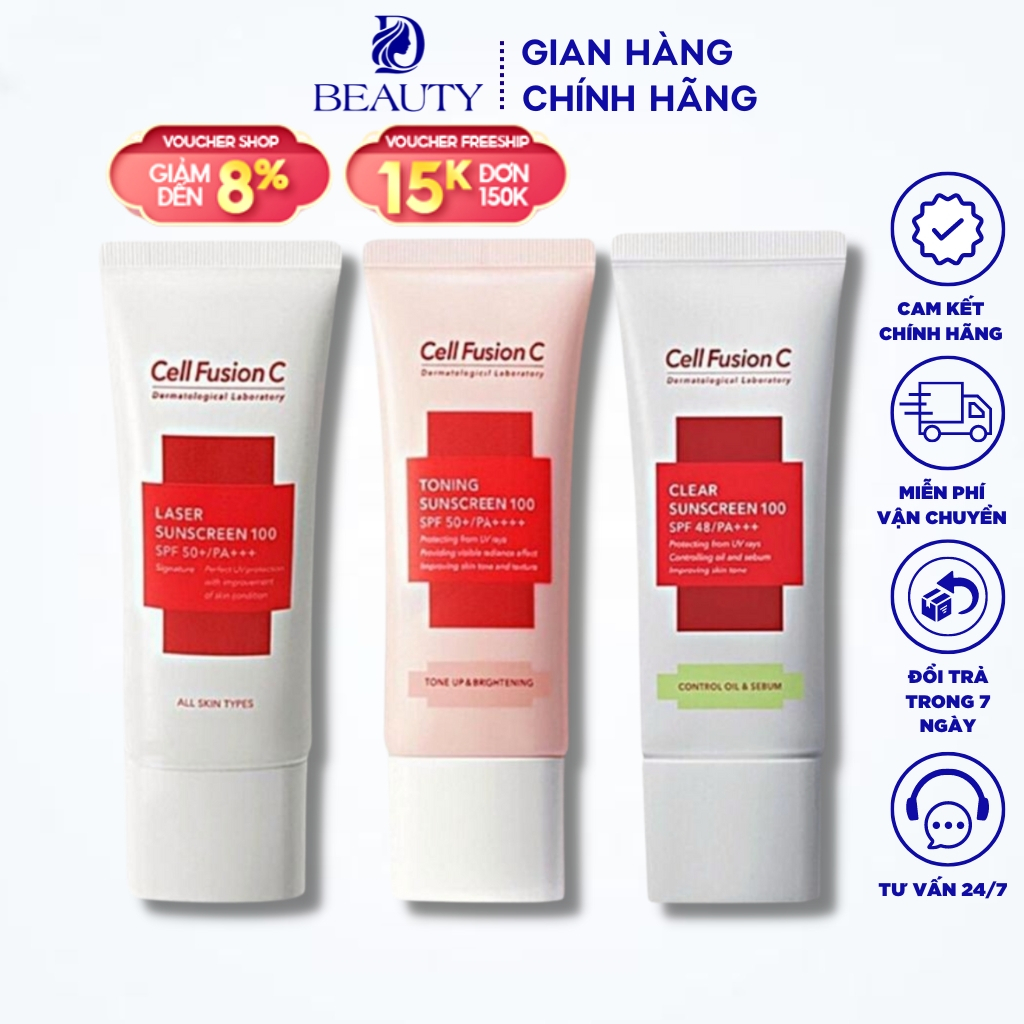 Kem Chống Nắng Nâng Tone Cell Fusion C Toning Suncreen 100 SPF 50+PA++++ 50ml Hàn Quốc Chính Hãng