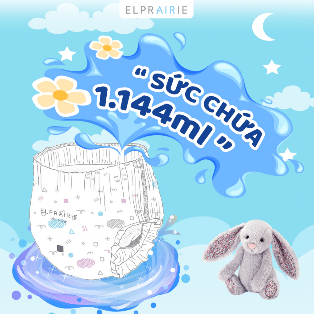 Túi Dùng Thử 6 Miếng Tã Quần ELPRAIRIE Air Wing Size L/XL Nội Địa Hàn Quốc Cho Bé 9-17kg, Siêu Thấm Hút Siêu Khô Thoáng
