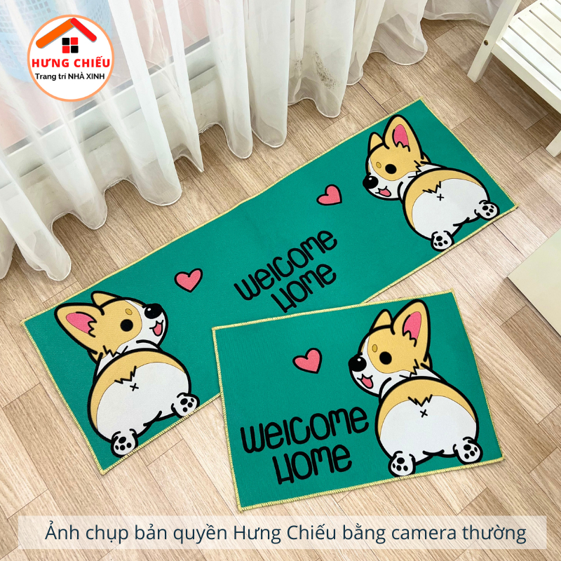 Combo bộ thảm bếp 2 tấm kèm 6 thảm lau chân bầu dục 3D bali nỉ lì trang trí trải sàn bếp, nhà tắm cửa ra vào