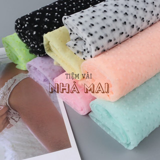 [Nhiều Màu] 1M Vải Lưới Chấm Bi Nhí Ép Nhung Mềm Mịn